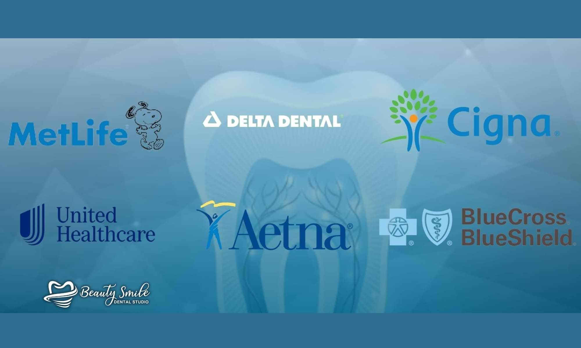 Grupos de seguros PPO aceptados por Beauty Smile Dental Studio en Tijuana, incluyendo MetLife, Cigna, Aetna y Delta Dental.